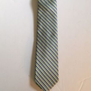 Men’s 100% Silk Tie R Bryant Ltd Park Avenue Made in USA Green Striped